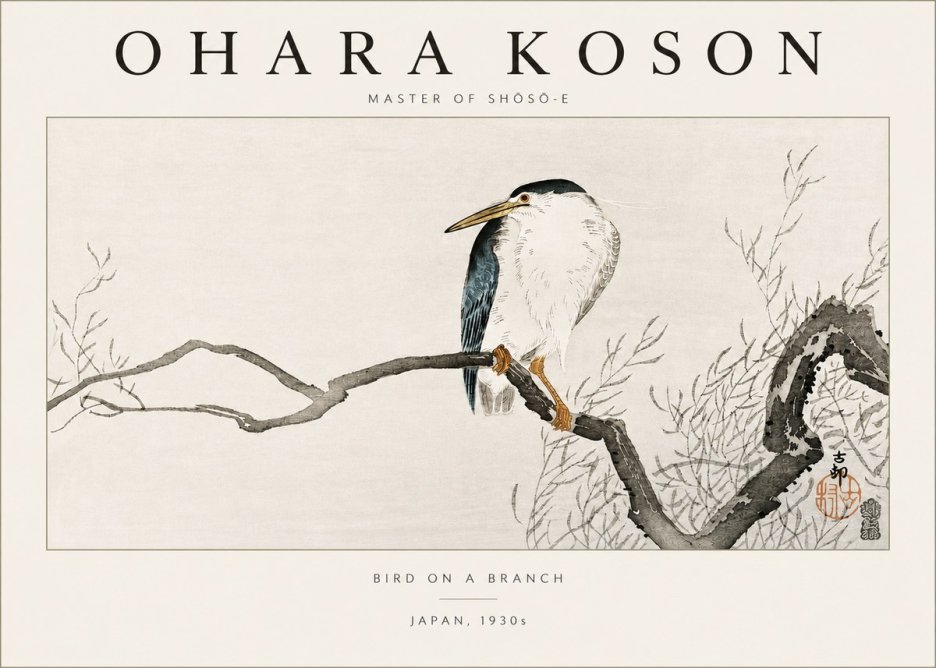 Ohara Koson Bird on a Branch II No3 - Póster