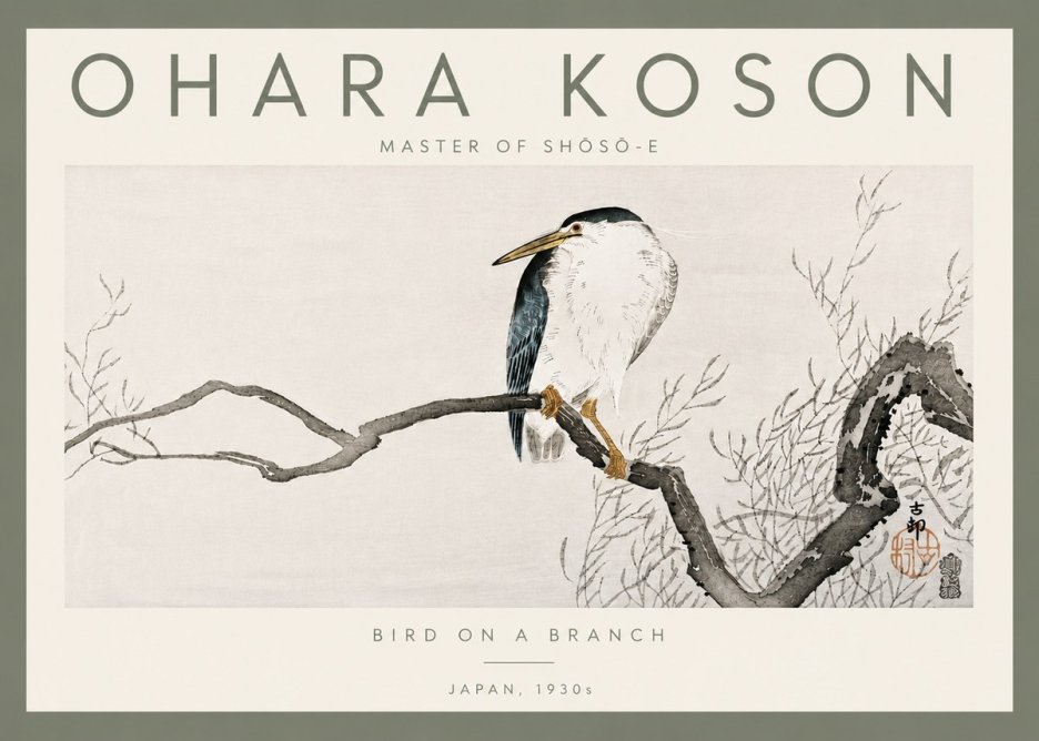 Ohara Koson Bird on a Branch II No5 - Póster