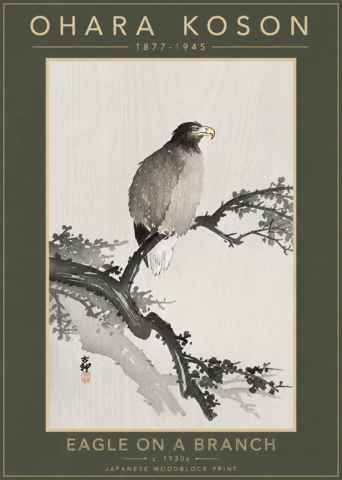 Ohara Koson Eagle on a Branch I No4 - Póster