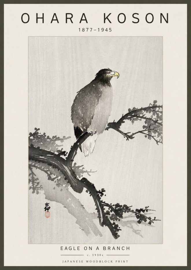 Ohara Koson Eagle on a Branch I No6 - Póster