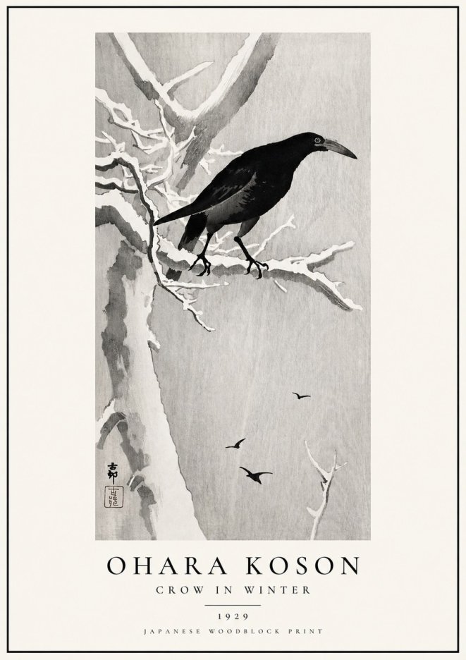 Ohara Koson Crow in Winter I No1 - Póster