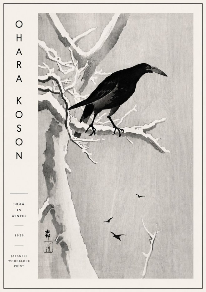 Ohara Koson Crow in Winter I No4 - Póster