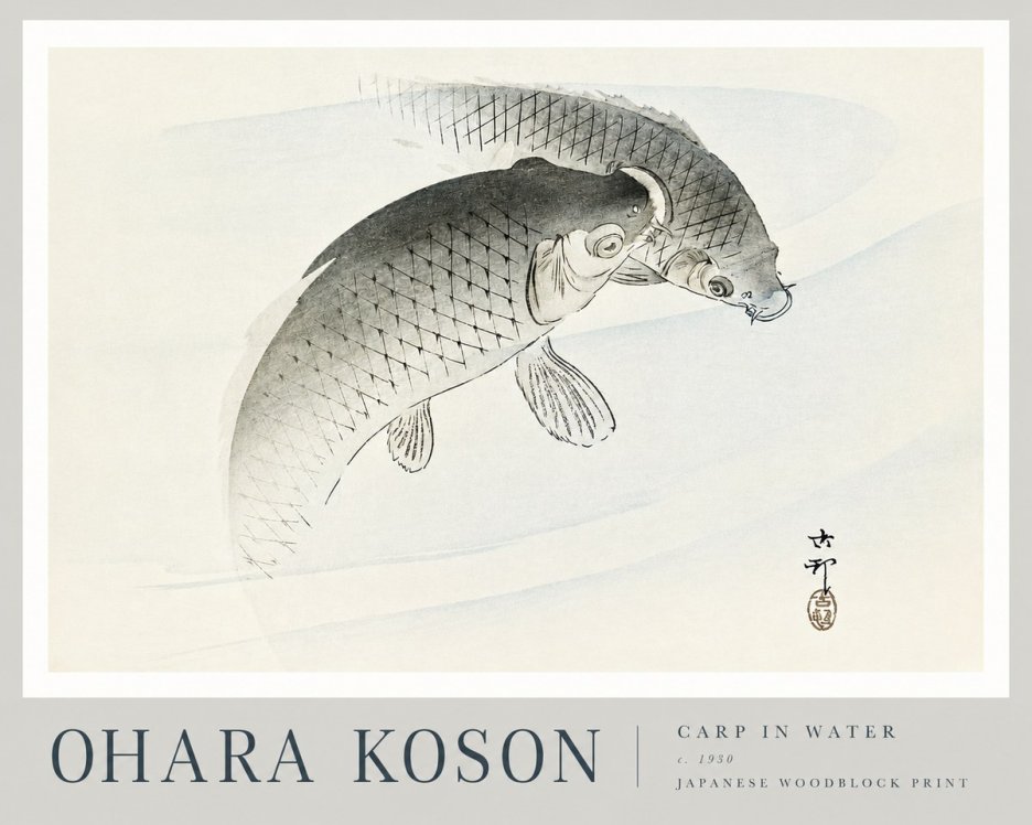 Ohara Koson Carp in Water No3 - Póster