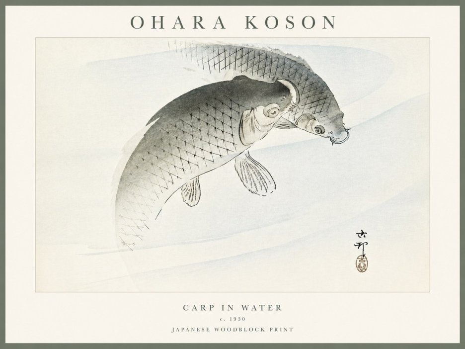 Ohara Koson Carp in Water No4 - Póster