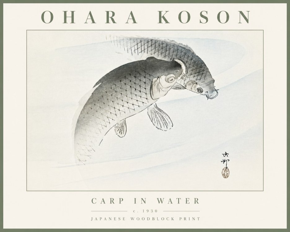 Ohara Koson Carp in Water No5 - Póster