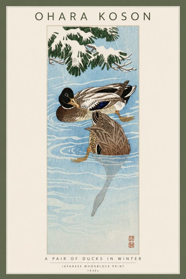 Ohara Koson A Pair of Ducks in Winter No3 - Póster