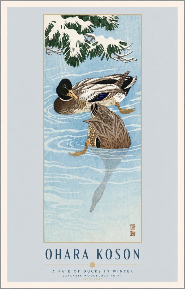 Ohara Koson A Pair of Ducks in Winter No4 - Póster