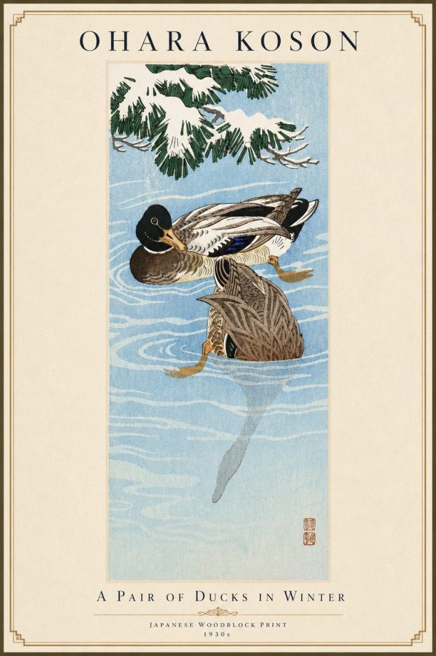 Ohara Koson A Pair of Ducks in Winter No6 - Póster
