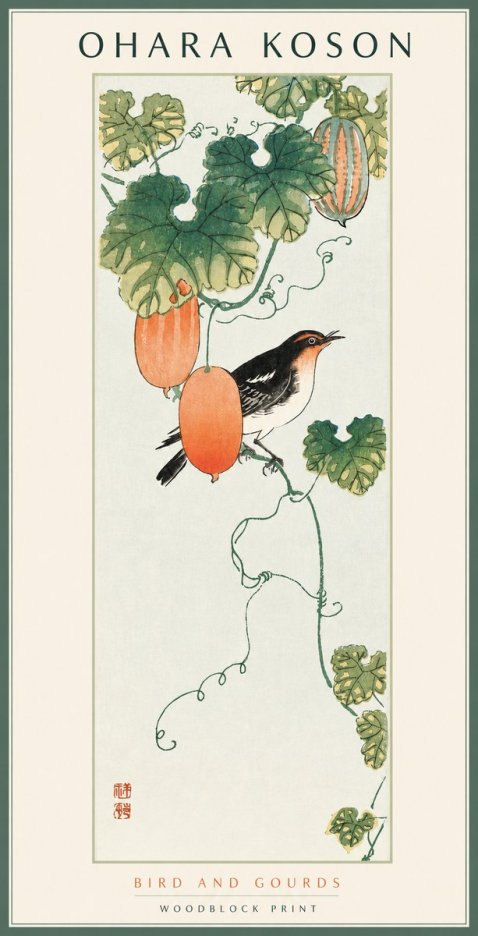 Ohara Koson Bird and Gourds No2 - Póster