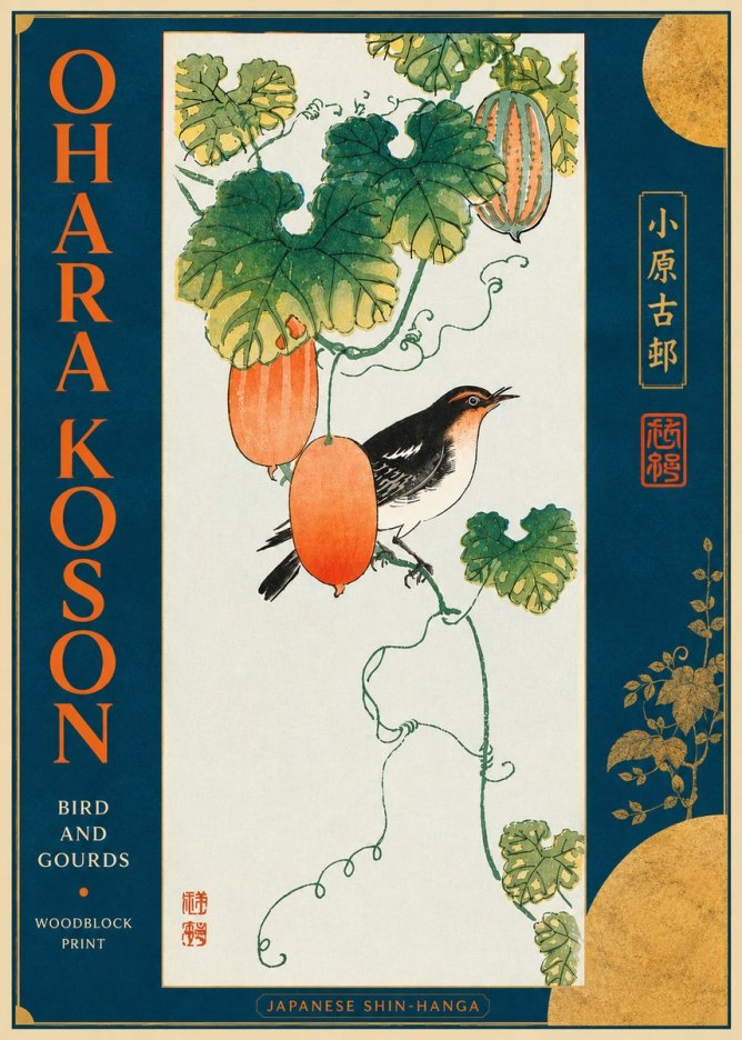 Ohara Koson Bird and Gourds No4 - Póster