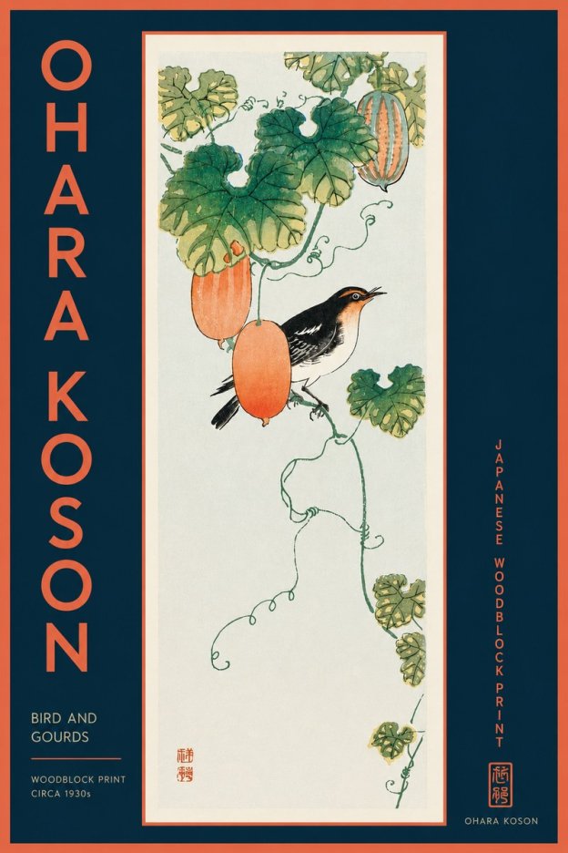 Ohara Koson Bird and Gourds No5 - Póster