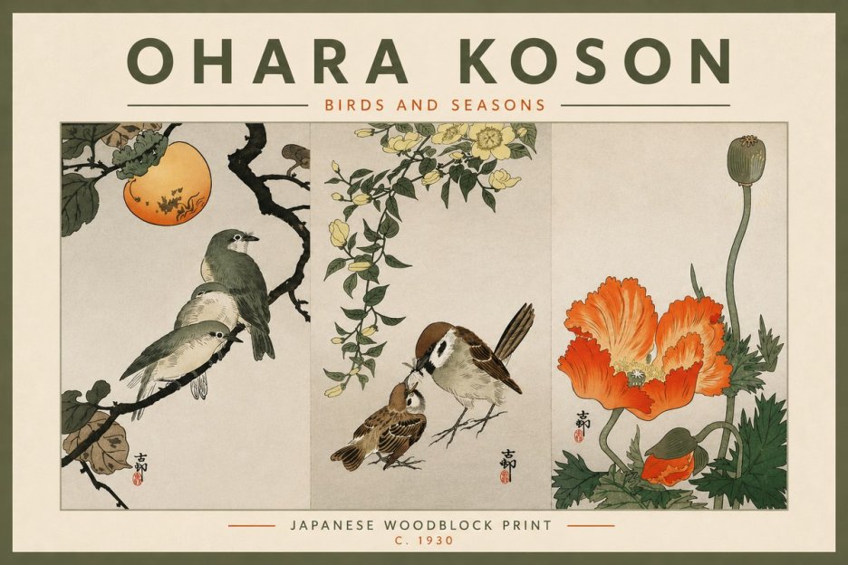 Ohara Koson Birds and Seasons No4 - Póster