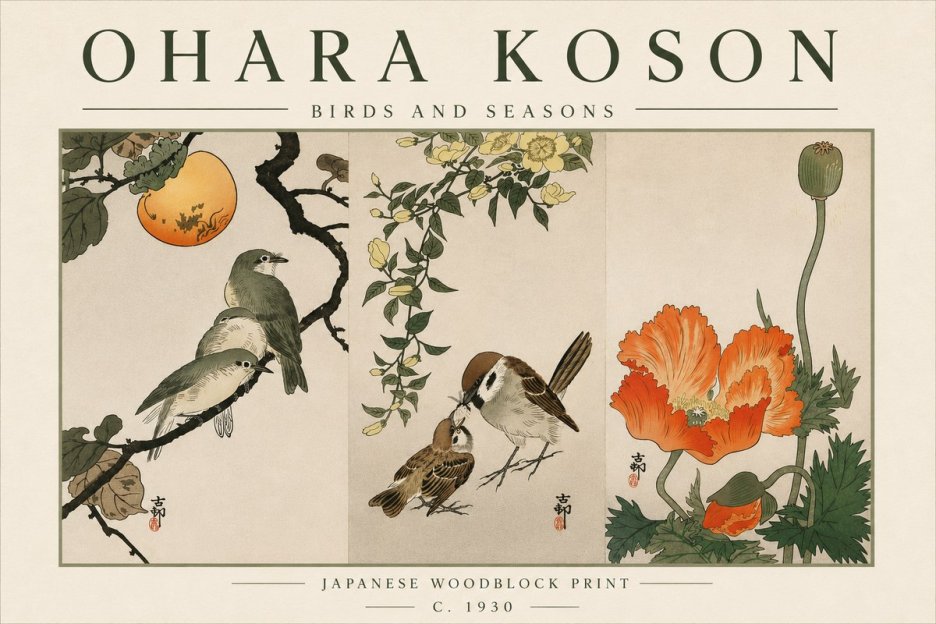 Ohara Koson Birds and Seasons No6 - Póster