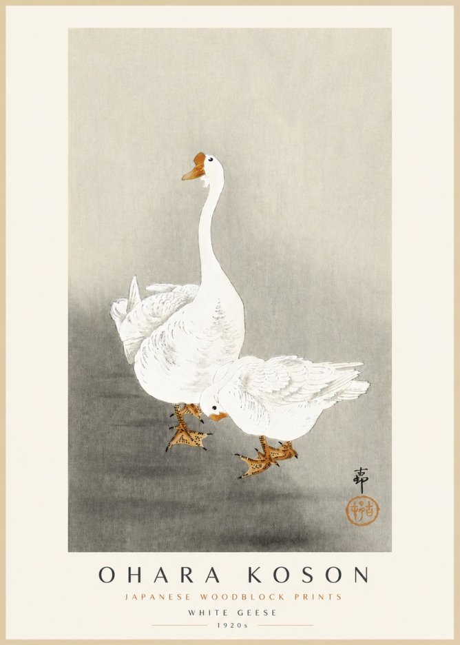 Ohara Koson White Geese No3 - Póster