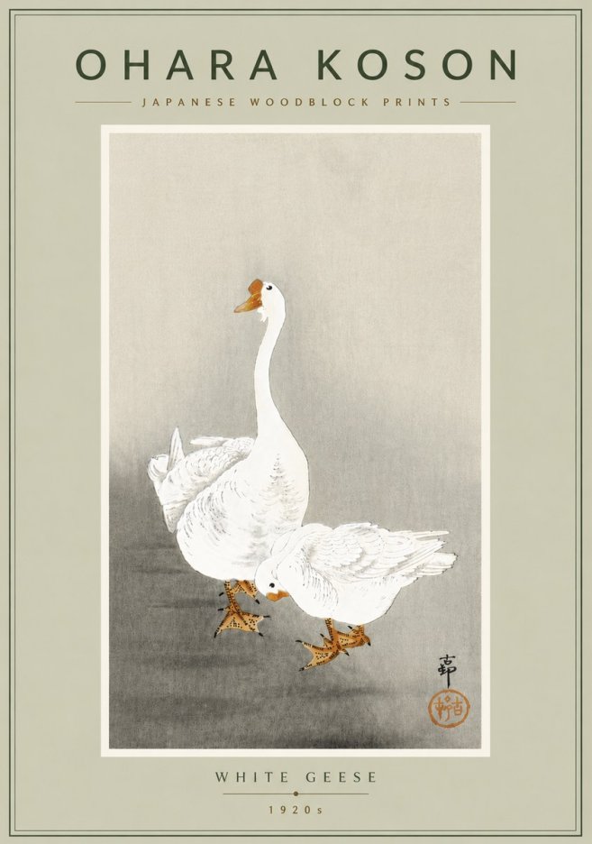 Ohara Koson White Geese No6 - Póster
