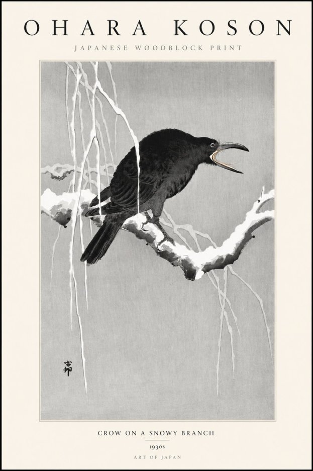 Ohara Koson Crow on a Snowy Branch II No3 - Póster