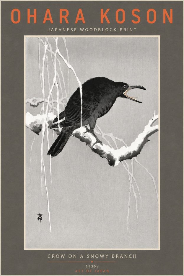 Ohara Koson Crow on a Snowy Branch II No4 - Póster