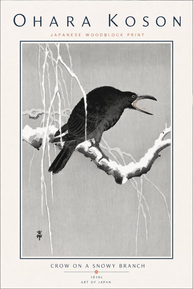 Ohara Koson Crow on a Snowy Branch II No6 - Póster