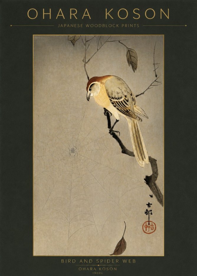 Ohara Koson Bird and Spider Web I No2 - Póster
