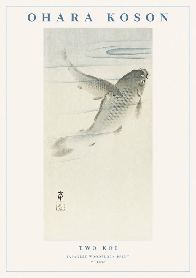 Ohara Koson Two Koi I No1 - Póster