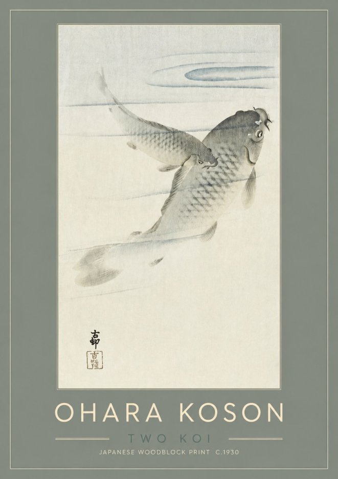 Ohara Koson Two Koi I No2 - Póster