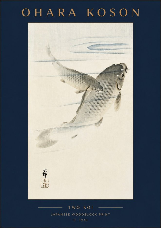 Ohara Koson Two Koi I No4 - Póster