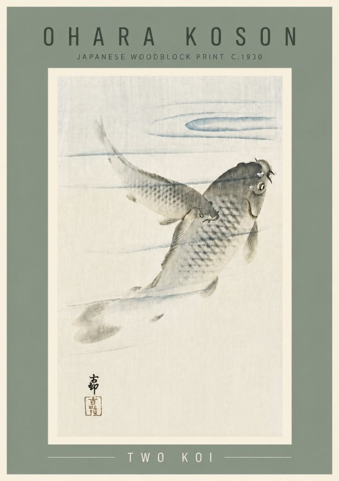 Ohara Koson Two Koi I No6 - Póster