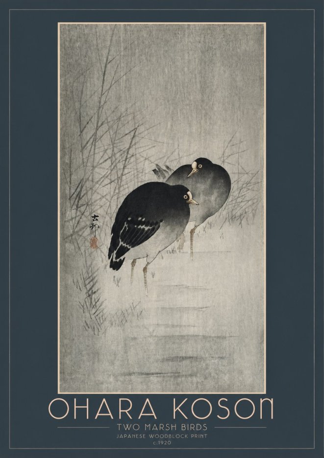 Ohara Koson Two Marsh Birds No2 - Póster