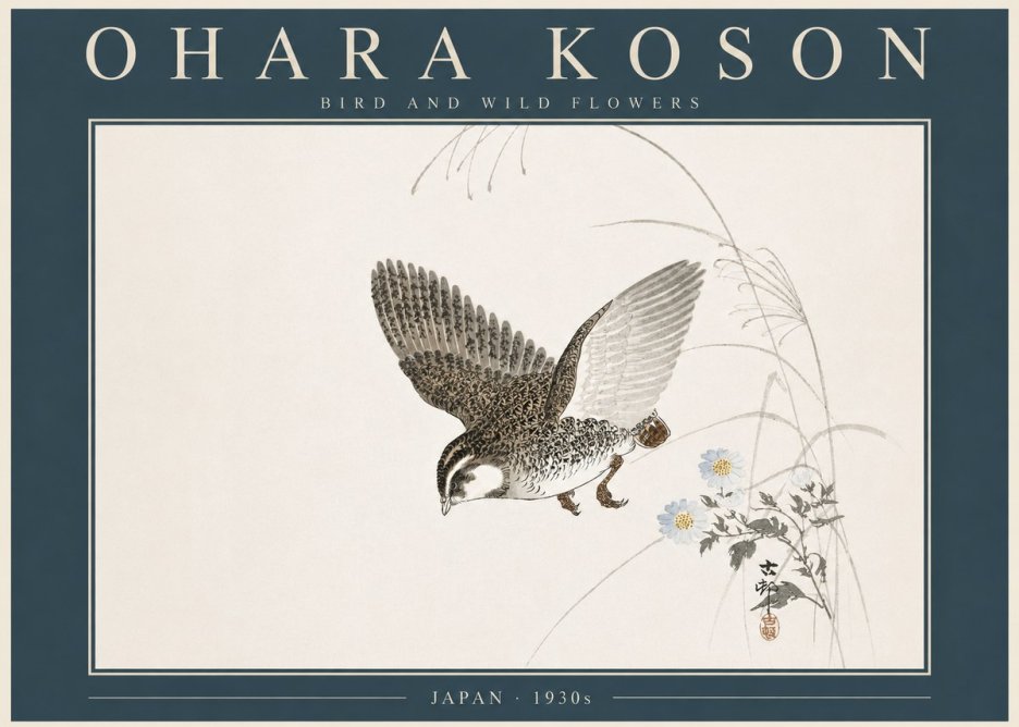 Ohara Koson Bird and Wild Flowers No5 - Póster