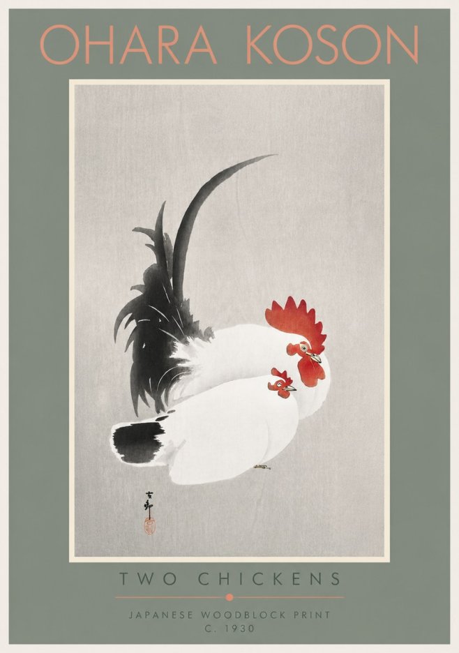 Ohara Koson Two Chickens No4 - Póster