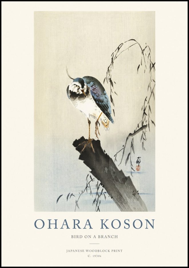 Ohara Koson Bird on a Branch III No1 - Póster