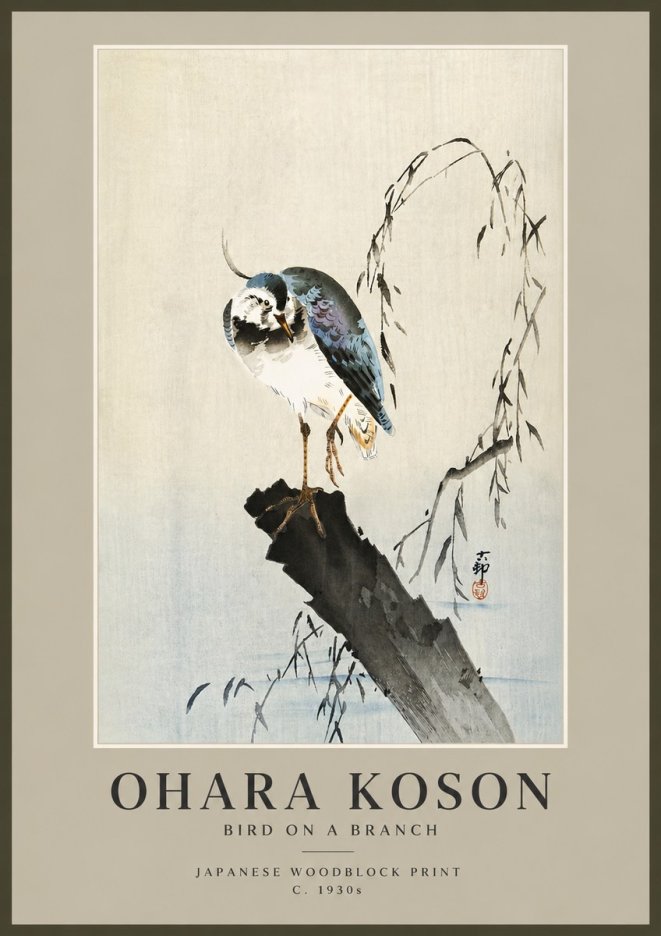 Ohara Koson Bird on a Branch III No6 - Póster