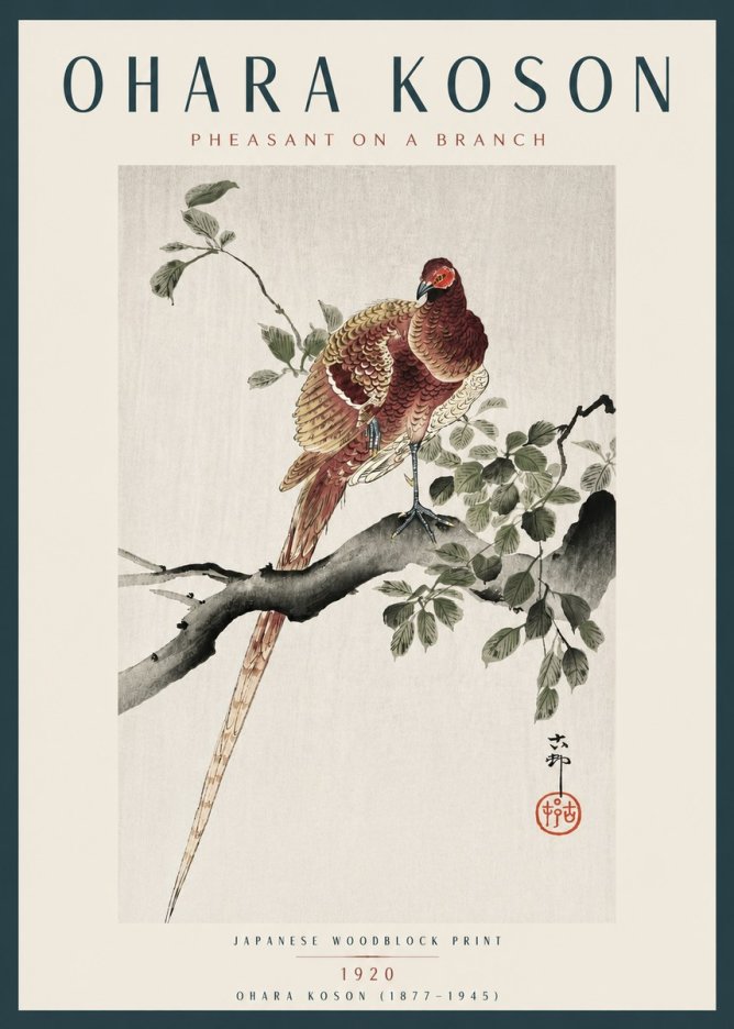 Ohara Koson Pheasant on a Branch No4 - Póster