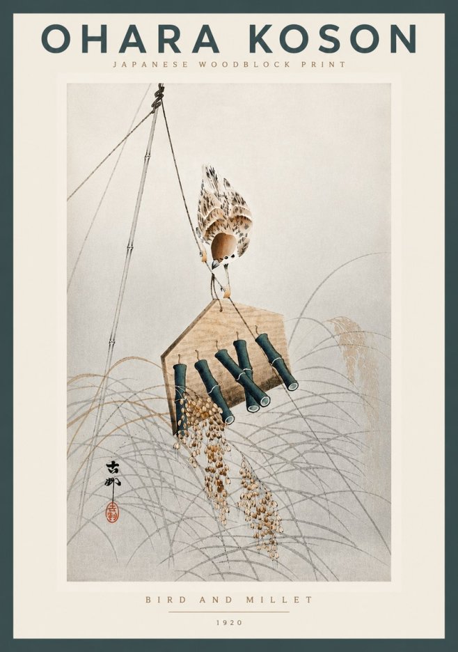 Ohara Koson Bird and Millet No4 - Póster