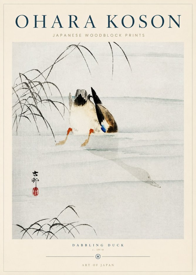 Ohara Koson Dabbling Duck No3 - Póster