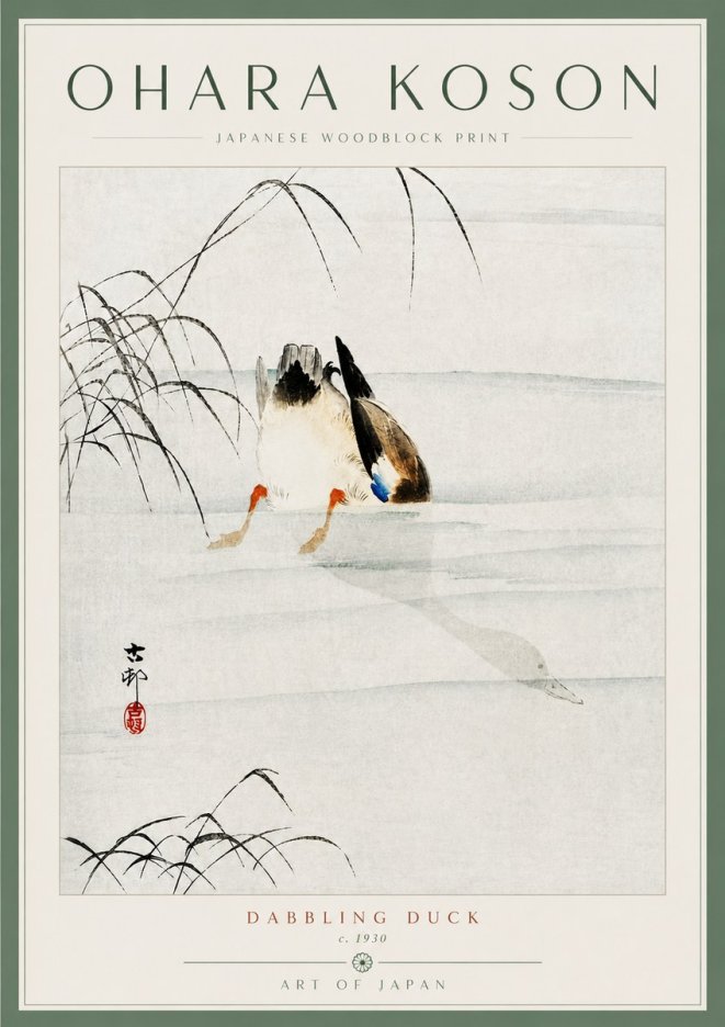Ohara Koson Dabbling Duck No5 - Póster