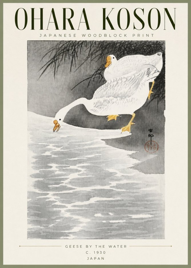 Ohara Koson Geese by the Water No2 - Póster