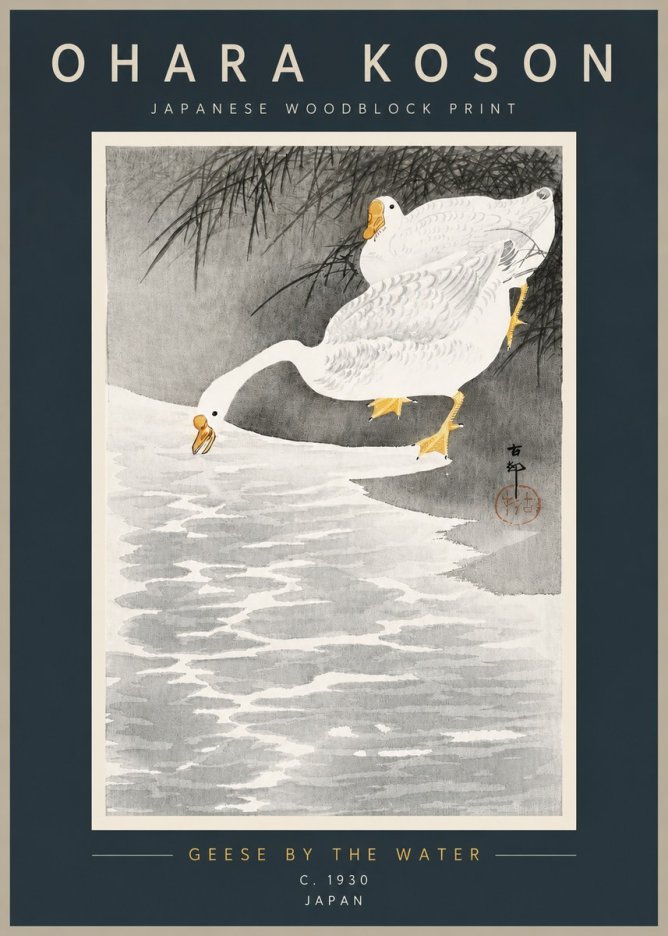 Ohara Koson Geese by the Water No3 - Póster