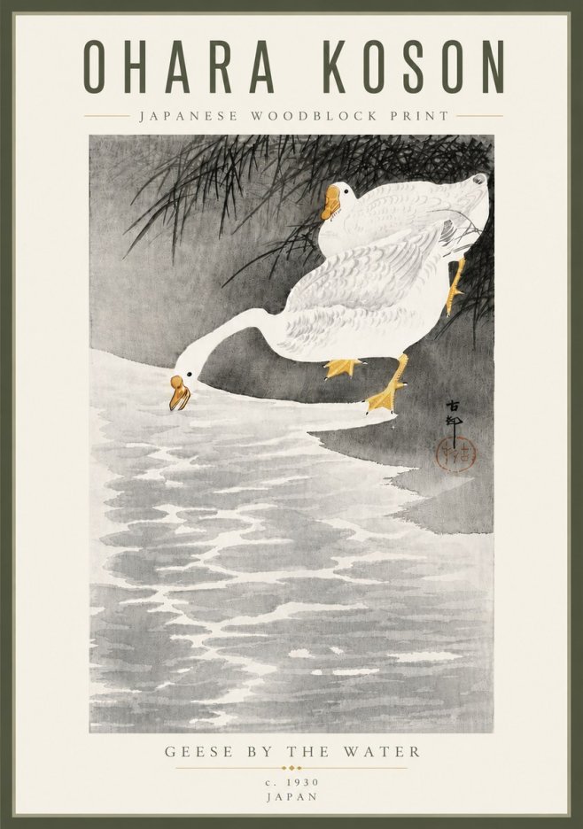Ohara Koson Geese by the Water No5 - Póster