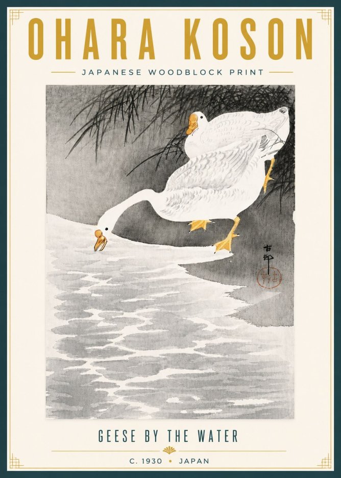 Ohara Koson Geese by the Water No6 - Póster