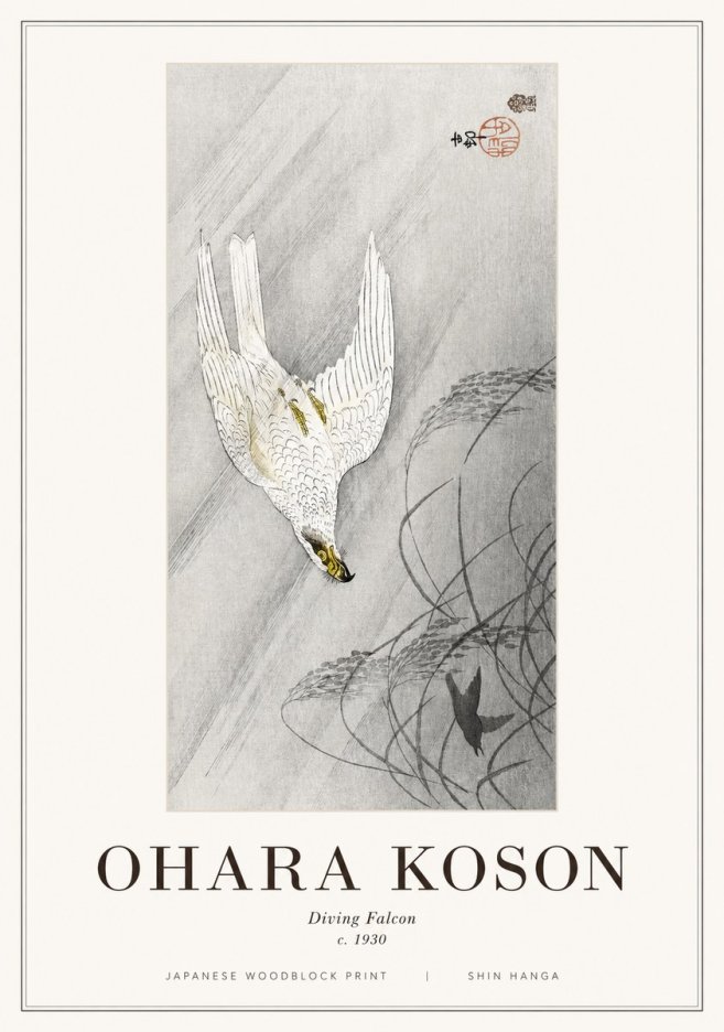 Ohara Koson Diving Falcon No1 - Póster