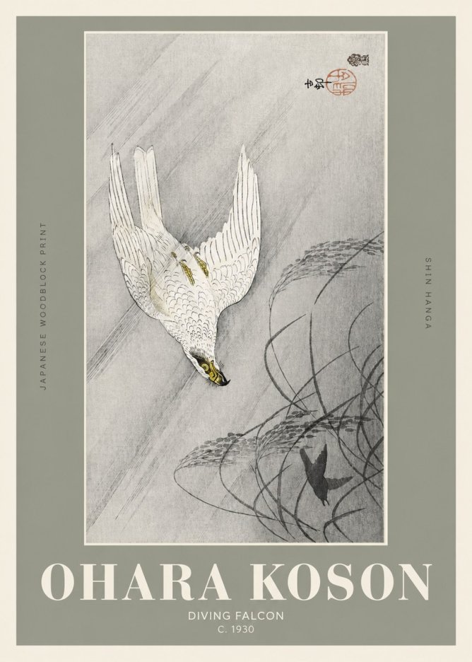 Ohara Koson Diving Falcon No2 - Póster