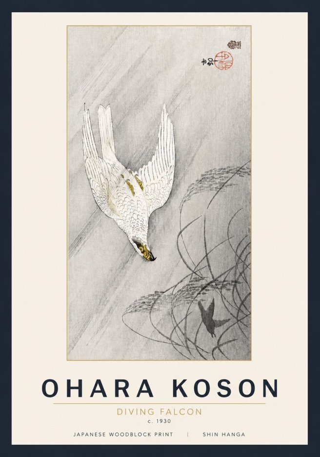 Ohara Koson Diving Falcon No5 - Póster