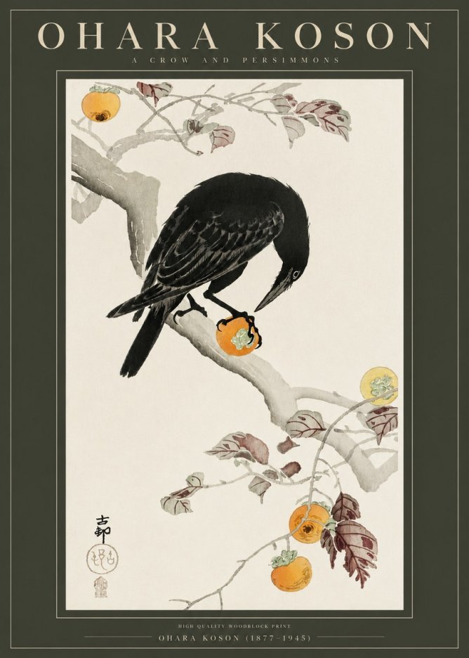 Ohara Koson A Crow and Persimmons No2 - Póster
