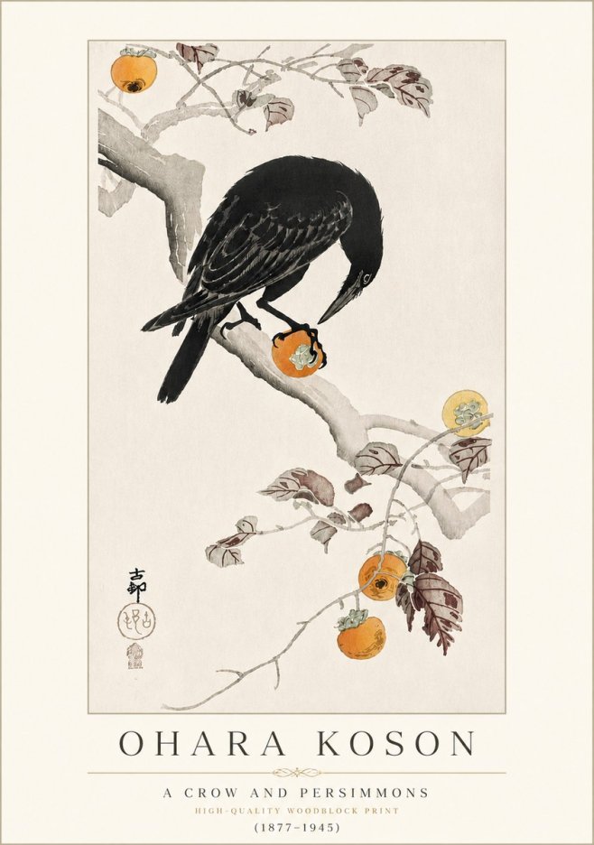 Ohara Koson A Crow and Persimmons No4 - Póster