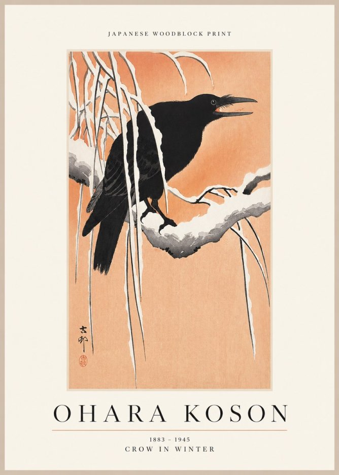 Ohara Koson Crow in Winter II No1 - Póster