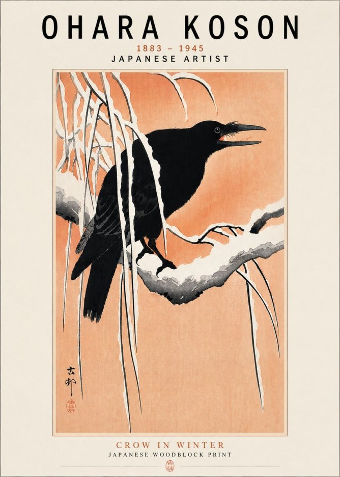 Ohara Koson Crow in Winter II No3 - Póster