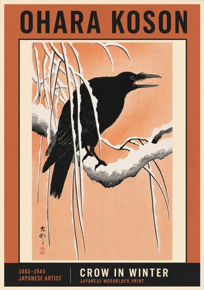Ohara Koson Crow in Winter II No6 - Póster