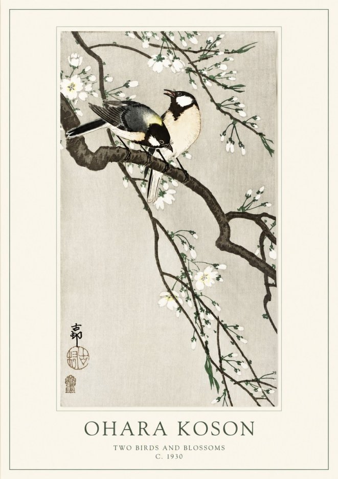 Ohara Koson Two Birds and Blossoms II No1 - Póster