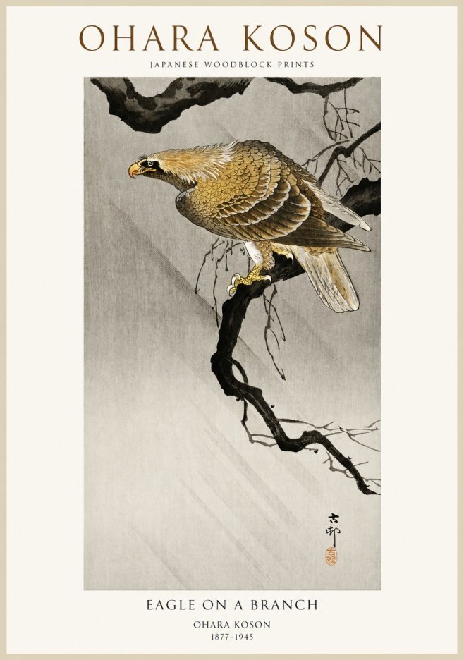 Ohara Koson Eagle on a Branch II No1 - Póster